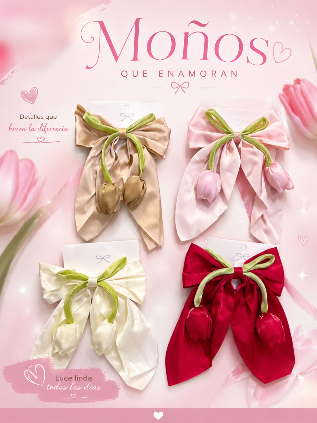 Moño con Tulipanes para el Cabello