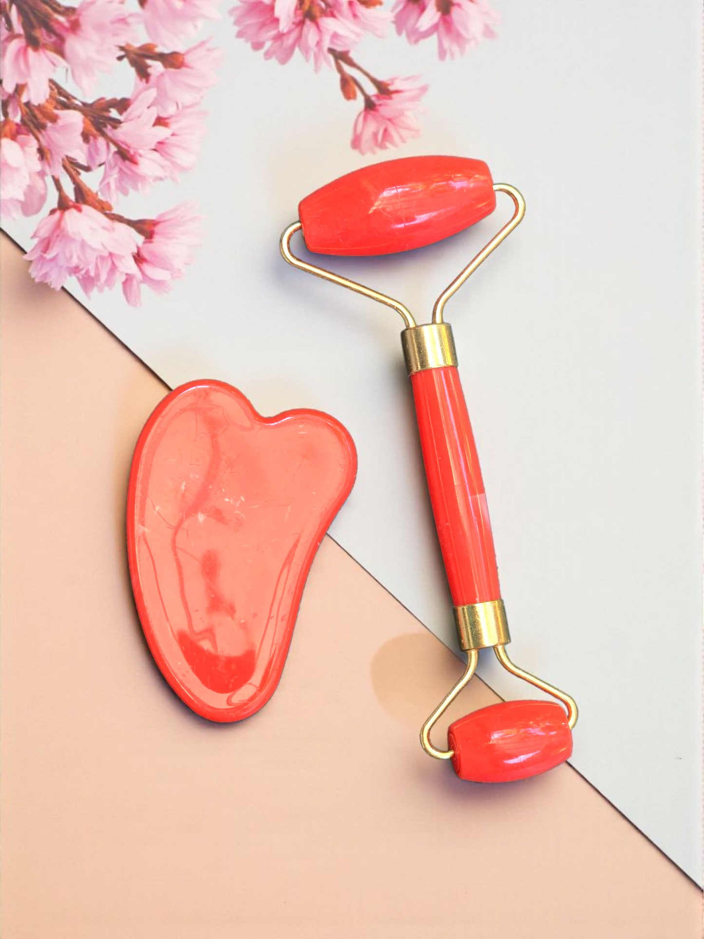 Dúo de Rodillo Masajeador Facial y Guasha