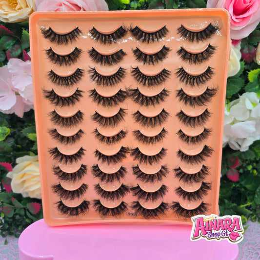 Set de 20 pares de pestañas voluminosas seminaturales