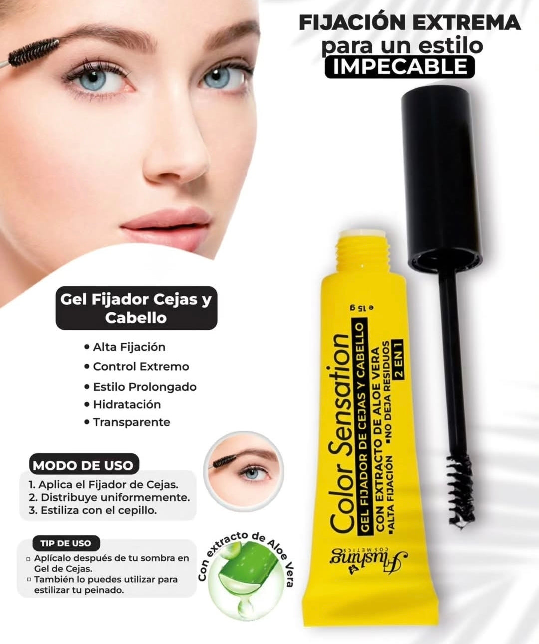 Gel Fijador para Cejas y Cabello Color Sensation