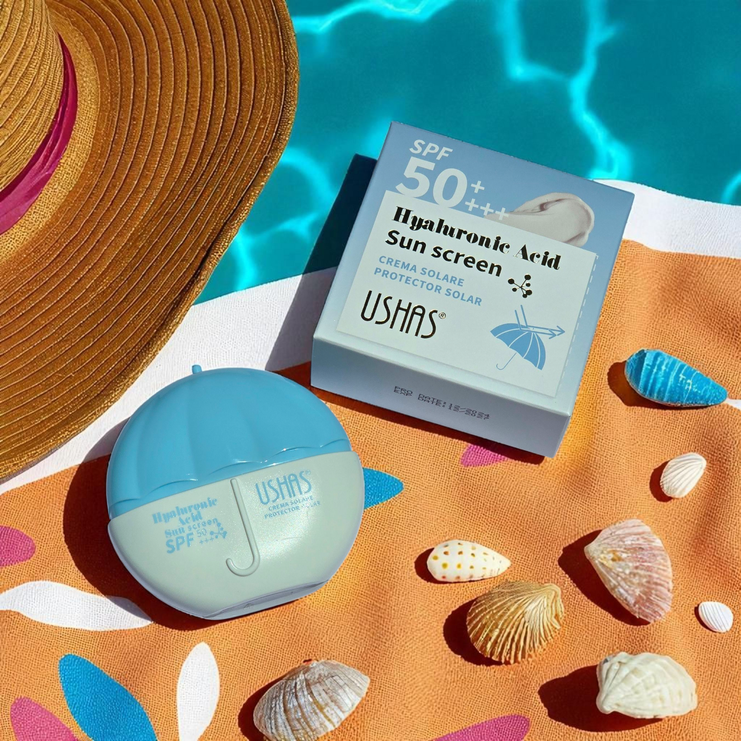 USHAS - Protector Solar en Crema 50 SPF con Ácido hialurónico