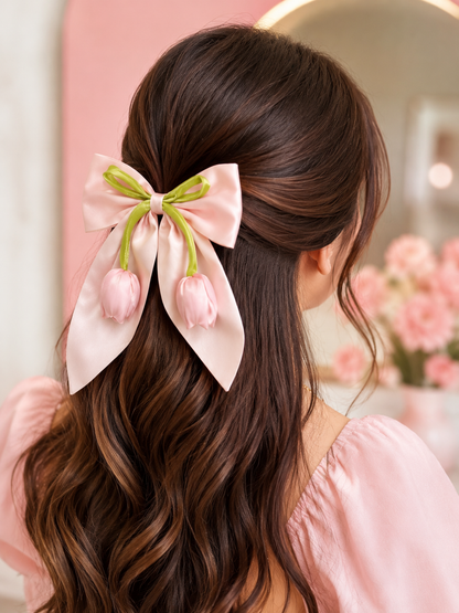Moño con Tulipanes para el Cabello