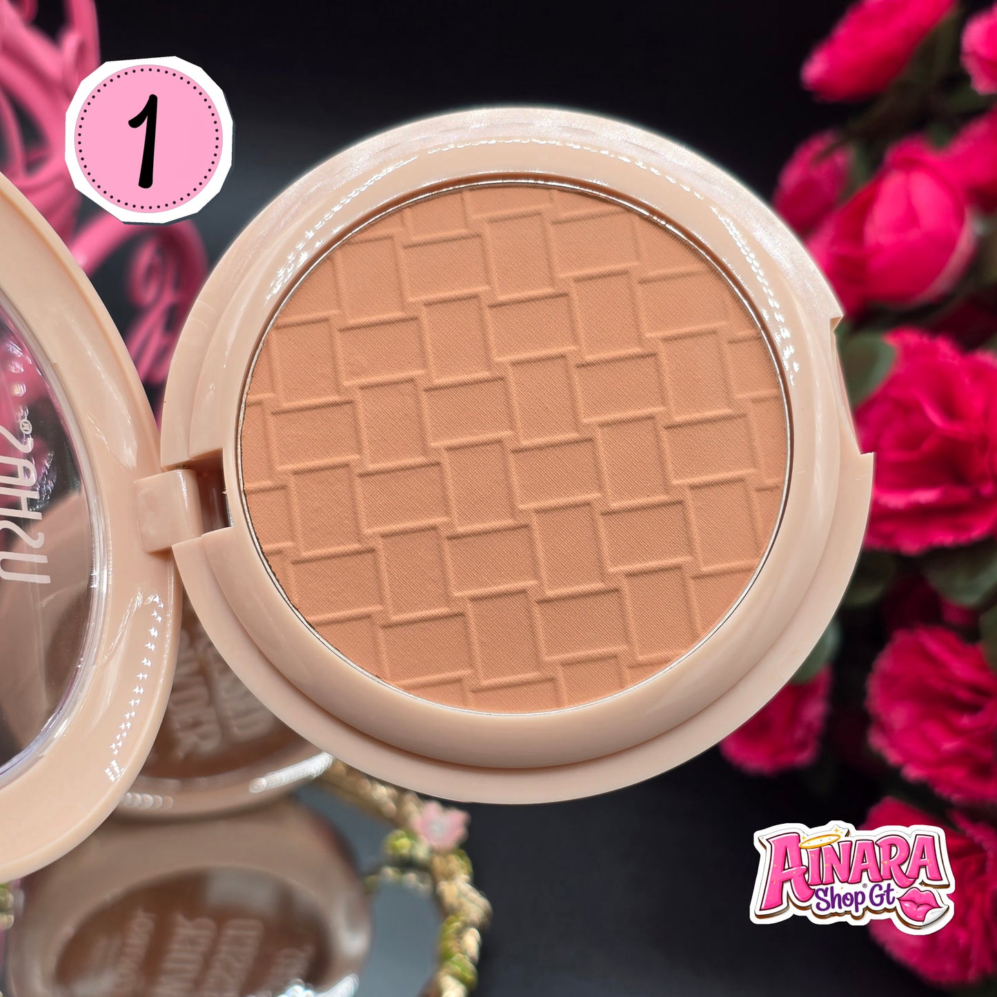 USHAS - Polvo Compacto Control de Aceite Facial para piel morena