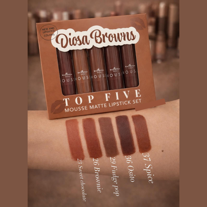 ITALIA DELUXE - Set de 5 labiales matte Diosa Browns